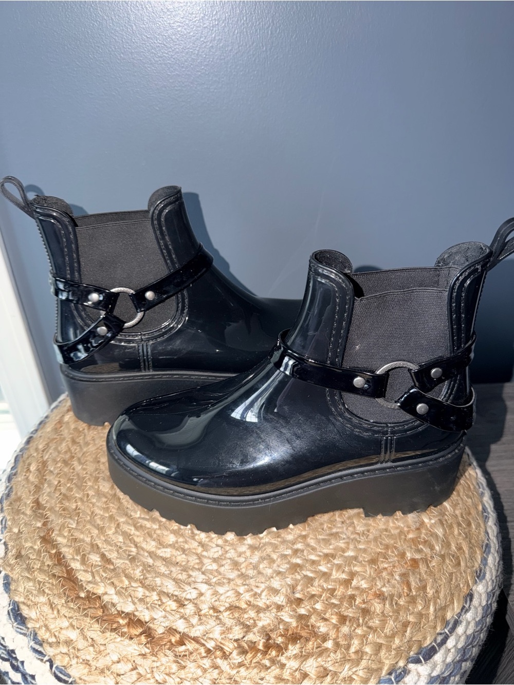 Zodiac Carter Shiny Platform Sole Harness Rain Boots